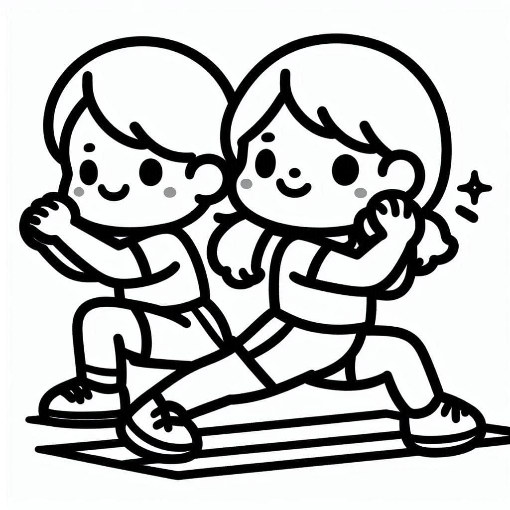 Tranh Tô Màu Bé Tập Thể Dục Sáng: Khởi Đầu Ngày Mới Năng Động