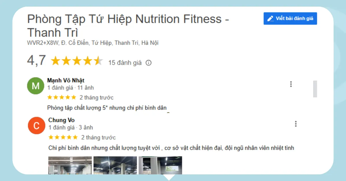 Khách hàng phản hồi tích cực về dịch vụ tại Nutrition Fitness