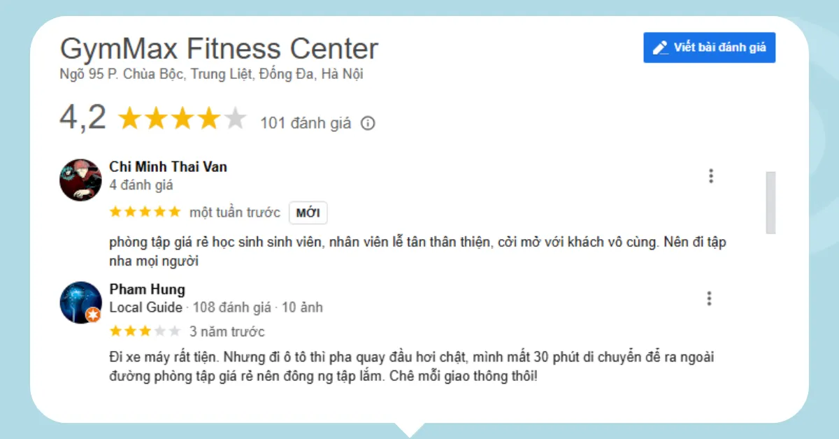 Phản hồi của khách hàng về chất lượng dịch vụ tại Gym Max Fitness