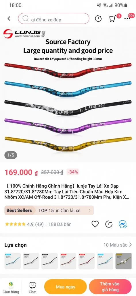 Ghi đông rise 20mm phù hợp người thích tư thế hơi cúi