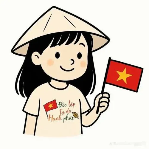 Ảnh chibi nữ cầm cờ Việt Nam với vibe rực sắc, nhìn là thấy ngày hội tới
