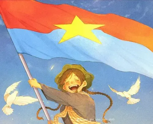 Hình Nhân vật gồm bàn tay nắm chặc tay cầm cán cờ