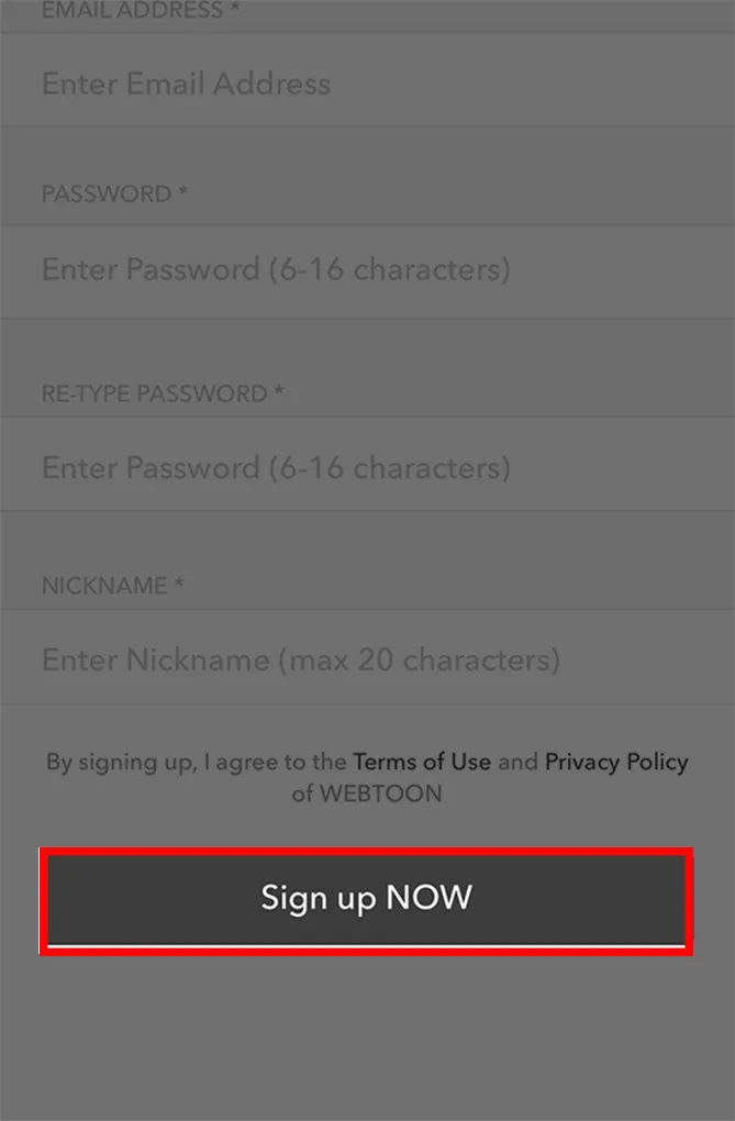 Hoàn tất thao tác đăng ký bằng nút Sign up Now trên giao diện mobile