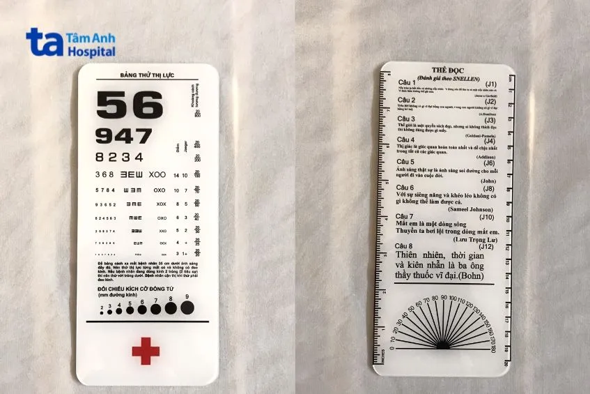 Bảng chữ cái khám sức khỏe dạng thẻ Parinaud dùng để đo thị lực gần.