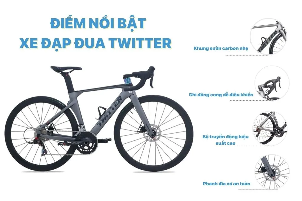 Xe đạp Twitter với hệ thống phanh đĩa cơ heo dầu an toàn