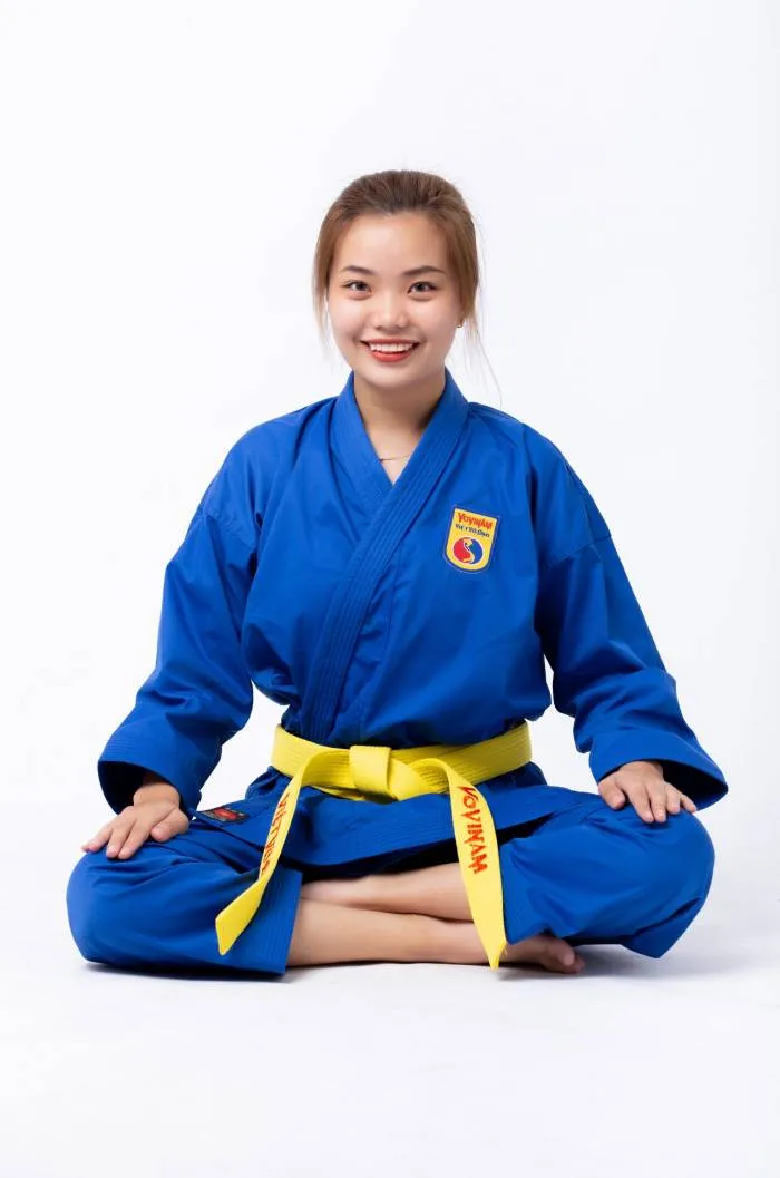 Đồng phục lớp võ Vovinam màu xanh đai vàng