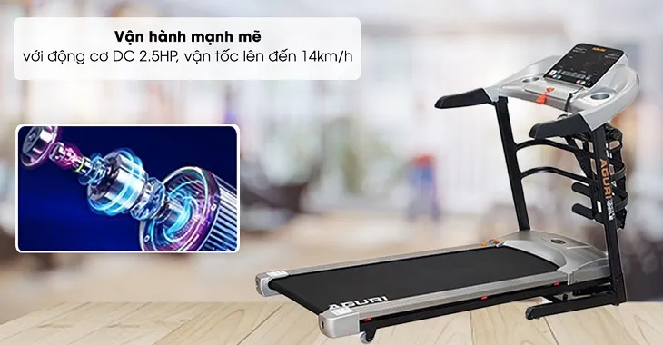Máy Chạy Bộ Aguri AGT-106LE sở hữu động cơ DC 2.5 HP có khả năng vận hành mạnh mẽ