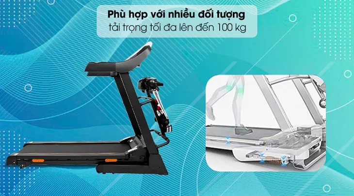 Máy Chạy Bộ Airbike Sports T80 có tải trọng tối đa lên đến 100kg