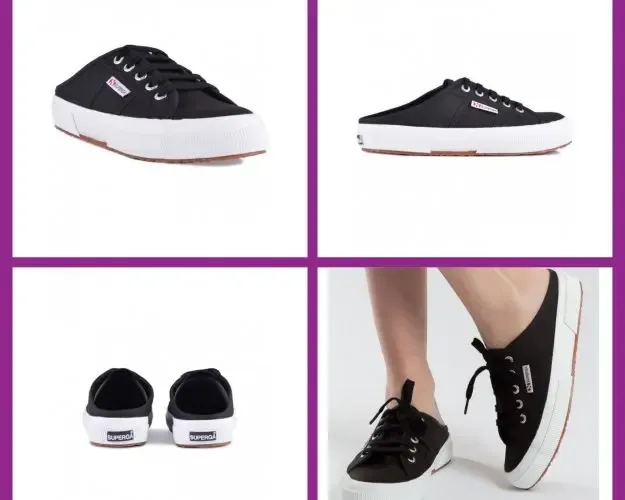 Giày sục thể thao nữ Superga phối màu đen trắng cá tính