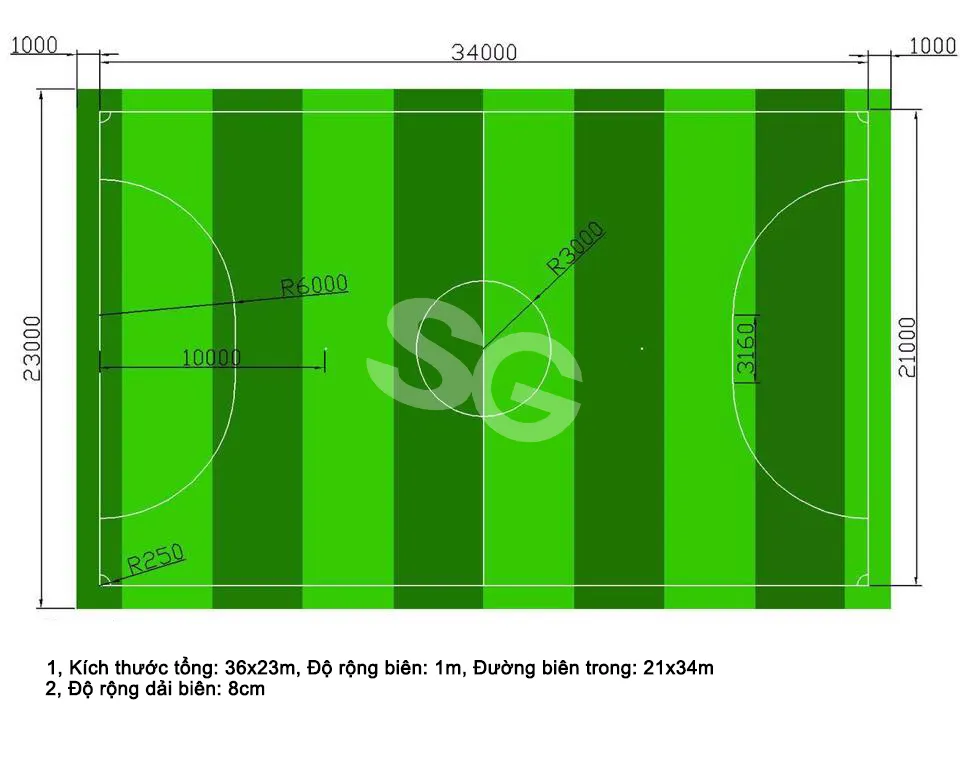 Bản vẽ CAD sân bóng 5 người