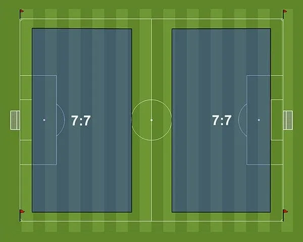 Bản vẽ kỹ thuật sân bóng đá 7 người với kích thước chuẩn 30m x 60m