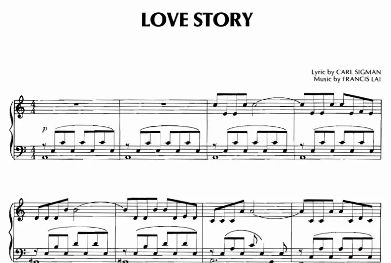 Sheet nhạc Love Story kinh điển dành cho trình độ sơ cấp đến trung cấp