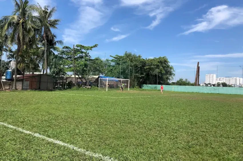 Mặt sân cỏ tự nhiên bên cạnh không gian xanh mát - Nguồn: Internet