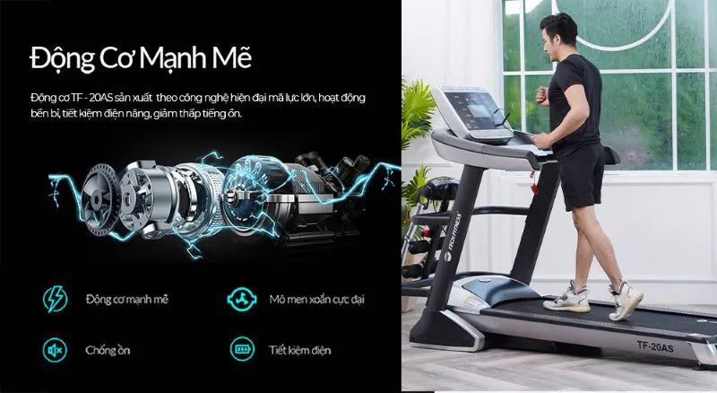 Động cơ mạnh mẽ vận hành êm ái của dòng máy chạy Tech Fitness 2026