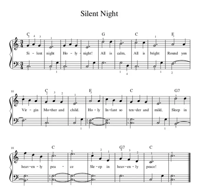Sheet nhạc Silent Night cho khả năng cảm thụ âm nhạc tinh tế