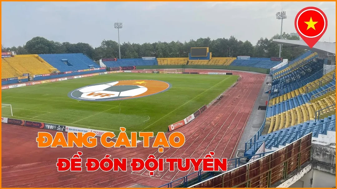 Mặt sân vận động gò đậu trước giờ bóng lăn
